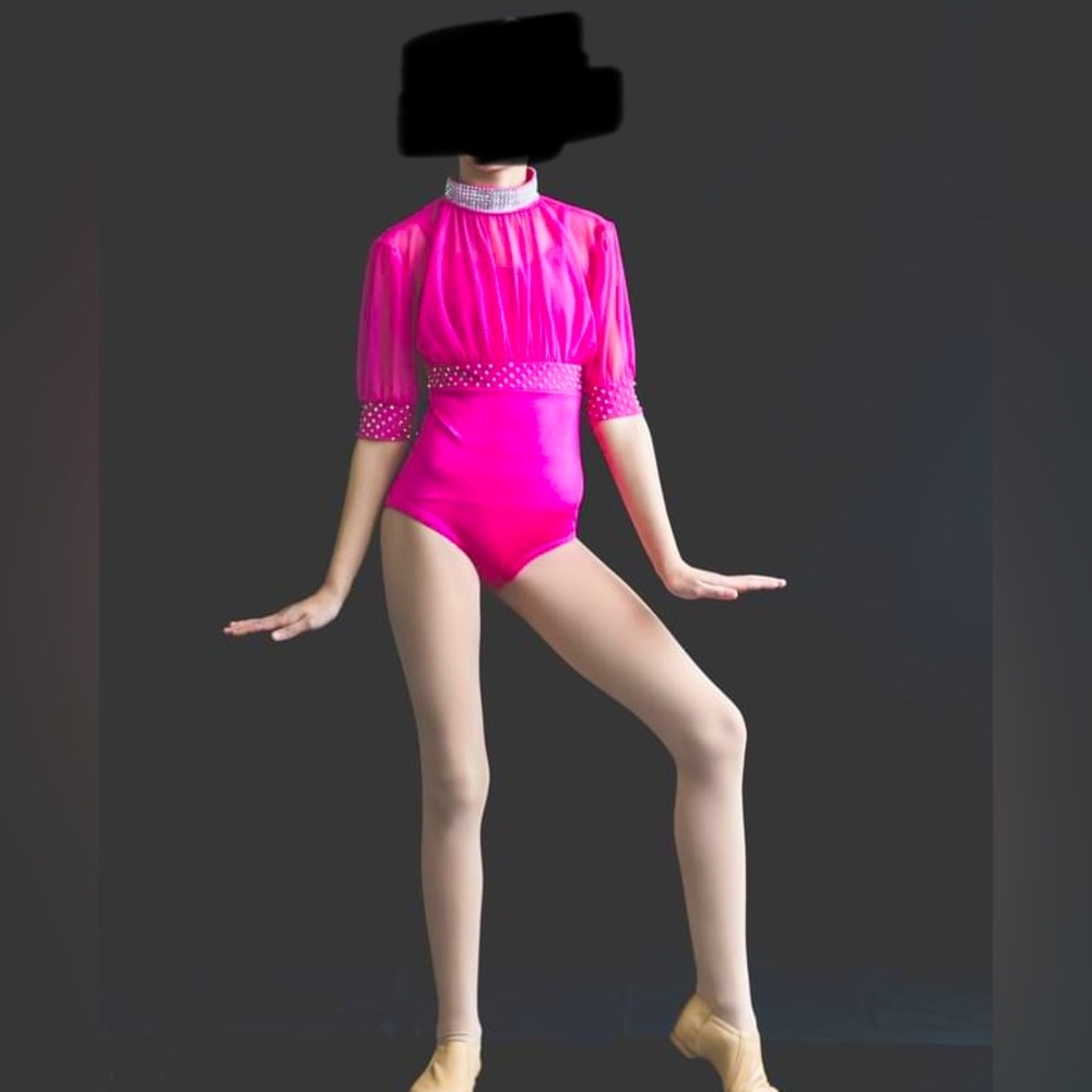 Semi-custom One piece vibrant pink dance costume